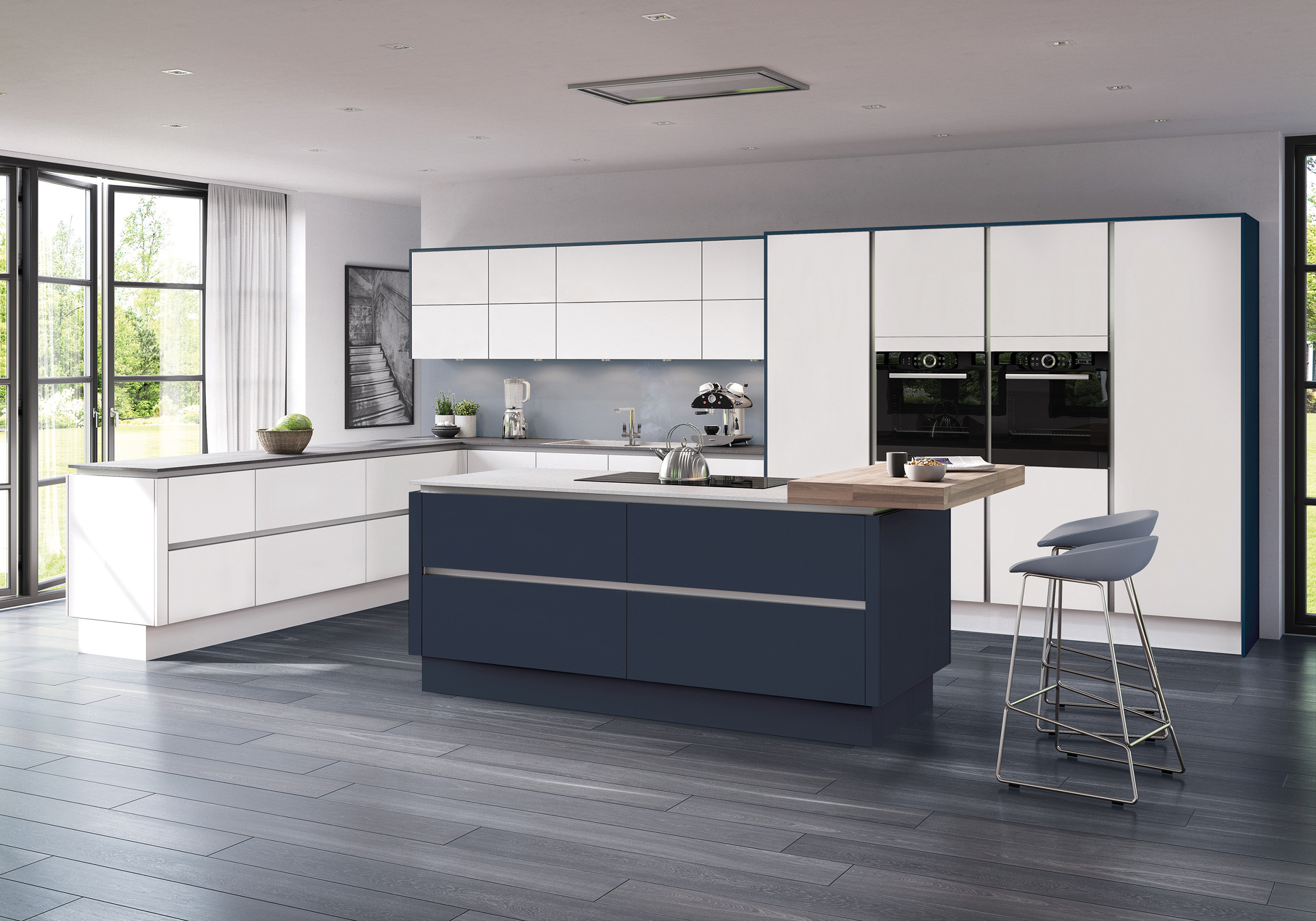 Moderna Matt White and Indigo Blue